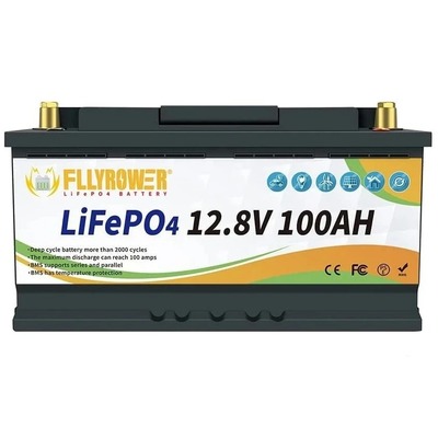 Акумулятор FlyPower LiFePO4 12V/100AH, 1280W*h, 50А/100А (літій-залізо-фосфатний акумулятор для ДБЖ (UPS)) Изображение