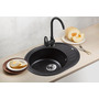 Кухонна мийка граніт VENTOLUX Monica Black Quartz (610x495x210) Изображение