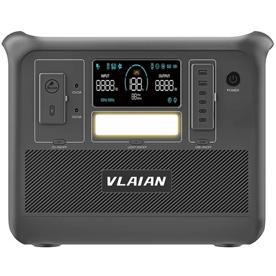 Зарядна станція VLAIAN V2000, 2000 Вт, 1536 Вт*год (електростанція для дому, UPS, ДБЖ), сірий Изображение