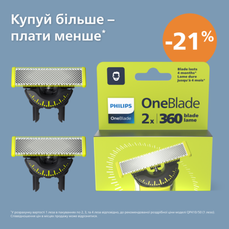 Змінне лезо Philips QP420/50 OneBlade 2 шт (6832952) Изображение