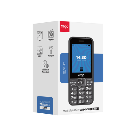 Мобільний телефон ERGO E281 Dual Sim Black (6653749) Зображення