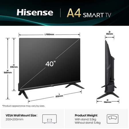 LED-телевізор Hisense 40A4Q  (7134240) Зображення