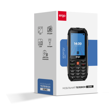 Мобільний телефон ERGO E283 Dual Sim Black orange (7199690) Зображення