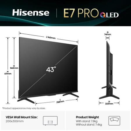 LED-телевізор Hisense 43E7Q PRO  (7134217) Изображение
