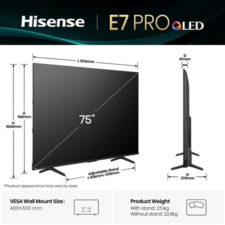LED-телевізор Hisense 75E7Q PRO  (7134220) Изображение
