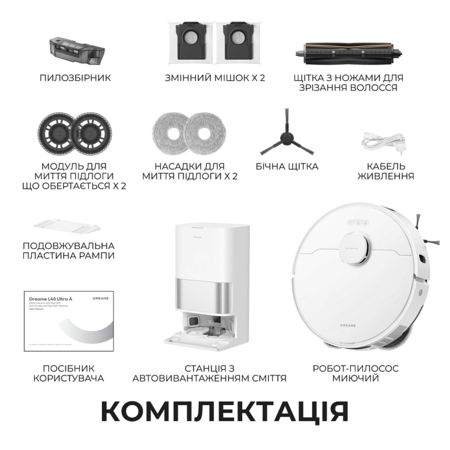 Робот-пилосос Dreame L40 Ultra A White (7294289) Зображення