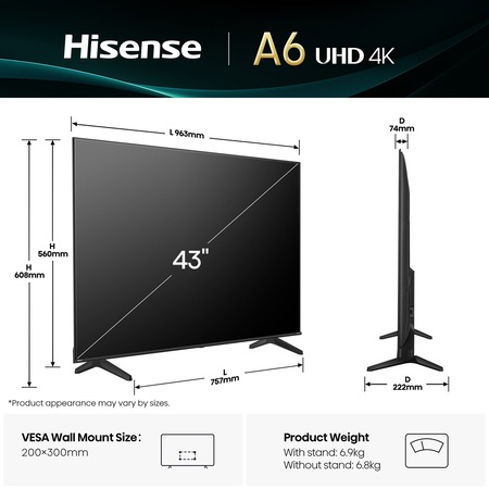 LED-телевізор Hisense 43A6Q  (7134231) Изображение