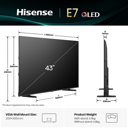 LED-телевізор Hisense 43E7Q  (7134223) Зображення
