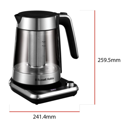 Електрочайник Russell Hobbs 26200-70 Attentiv Kettle, 1.7л, Strix, скло, база зі сховищем для шнура, сірий (ER26200-70) Изображение