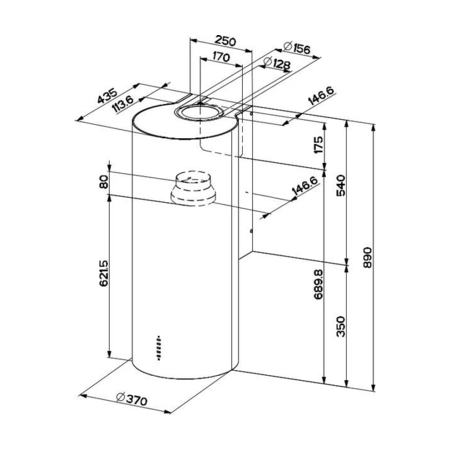 Витяжка Faber Cylindra Plus Bk Matt a37 (335.0606.998) Изображение