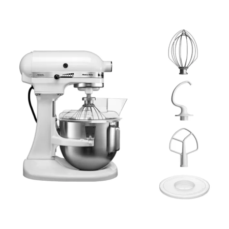 Кухонний комбайн KitchenAid Heavy Duty 4,8 л 5KPM5EWH з відкидним блоком білий Зображення