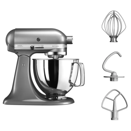 Планетарний міксер KitchenAid Artisan 5KSM125ECU з відкидним блоком сріблястий Зображення