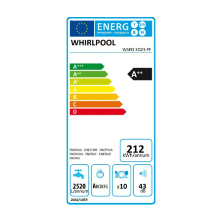 Посудомийна машина Whirlpool WSFO 3O23 PF Изображение