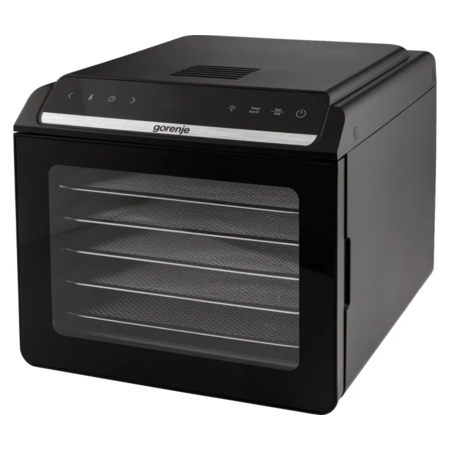 Сушарка для продуктів Gorenje FDK600DB 580Вт, піддонів - 6x1.5см, діаметр - 25см, макс - 75°С, дисплей, пластик+метал, чорний (ERFDK600DB) Зображення