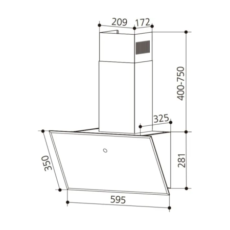 Кухонна витяжка Interline FLY S BL A/60/GL/T Зображення