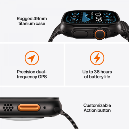 Смарт-годинник Apple Watch Ultra 2 GPS+Cellular 49mm Black Titanium Case w.Black Ocean Band (MX4P3) Изображение