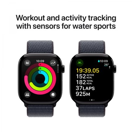 Смарт-годинник Apple Watch Series 10 GPS 42mm Jet Black Aluminum Case w. Ink Sport Loop (MWWG3) Изображение