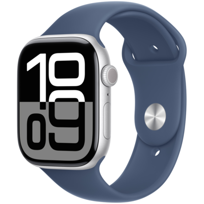 Смарт-годинник Apple Watch Series 10 GPS 42mm Silver Alu. Case w. Denim Sport Band - M/L (MWWC3) Зображення