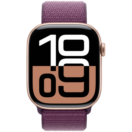 Смарт-годинник Apple Watch Series 10 GPS 46mm Rose Gold Aluminum Case w. Plum Sport Loop (MWWV3) Изображение