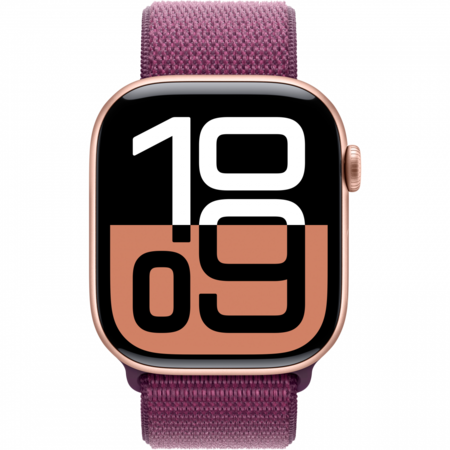 Смарт-годинник Apple Watch Series 10 GPS 46mm Rose Gold Aluminum Case w. Plum Sport Loop (MWWV3) Изображение