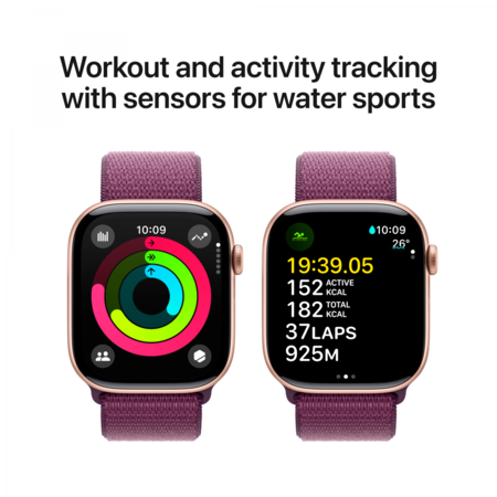Смарт-годинник Apple Watch Series 10 GPS 46mm Rose Gold Aluminum Case w. Plum Sport Loop (MWWV3) Изображение