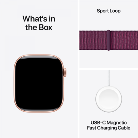 Смарт-годинник Apple Watch Series 10 GPS 46mm Rose Gold Aluminum Case w. Plum Sport Loop (MWWV3) Изображение