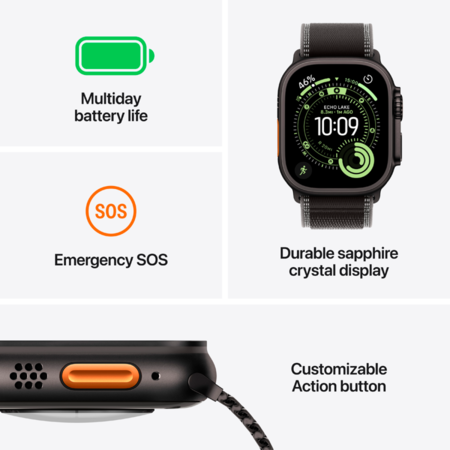 Смарт-годинник Apple Watch Ultra 3 GPS + Cellular 49mm Black Tit. Case w. Black Alpine Loop - Medium Изображение