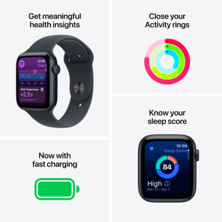 Смарт-годинник Apple Watch SE 3 GPS 44mm Starlight Alu. Case w. Starlight S. Band - S/M (MEHG4) Изображение