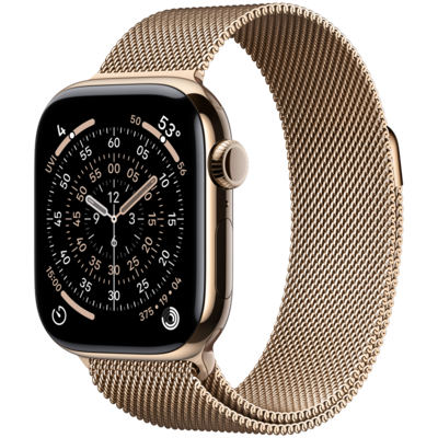Смарт-годинник Apple Watch Series 11 GPS + Cellular 42mm Gold Tit. Case w.Gold Milanese Loop (MF8Y4) Изображение