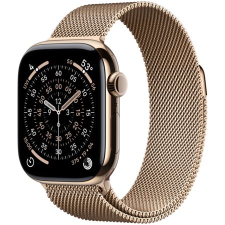 Смарт-годинник Apple Watch Series 11 GPS + Cellular 42mm Gold Tit. Case w.Gold Milanese Loop (MF8Y4) Изображение