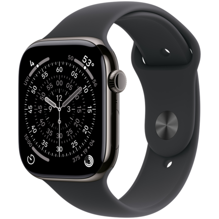 Смарт-годинник Apple Watch Series11 GPS+Cellular 46mm Slate Titanium Case with Black Sport Band-M/L Изображение