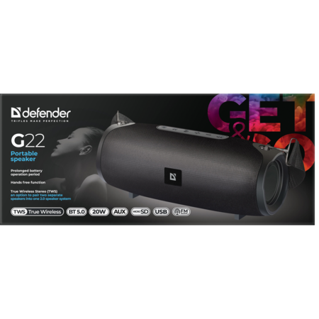 Портативна колонка Defender G22 Black (65122) Изображение