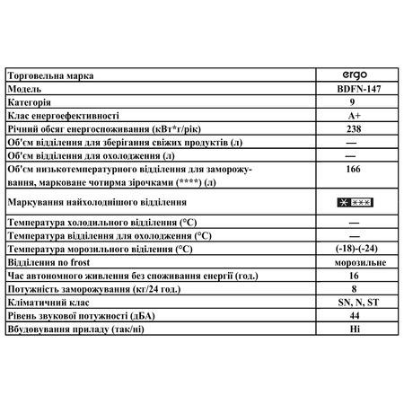 Морозильна камера ERGO BDFN-147 Изображение