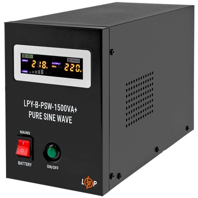 Джерело безперебійного живлення LogicPower LPY-B-PSW-1500VA+ (1050Вт)10A/15A, Lin.int., AVR, 2 x евро, метал Зображення