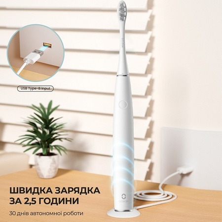 Розумна зубна електрощітка Oclean Air 2T Electric Toothbrush White (6970810552324) Изображение
