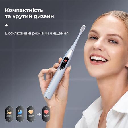 Розумна зубна електрощітка Oclean X Pro Digital Electric Toothbrush Glamour Silver (6970810552560) Изображение