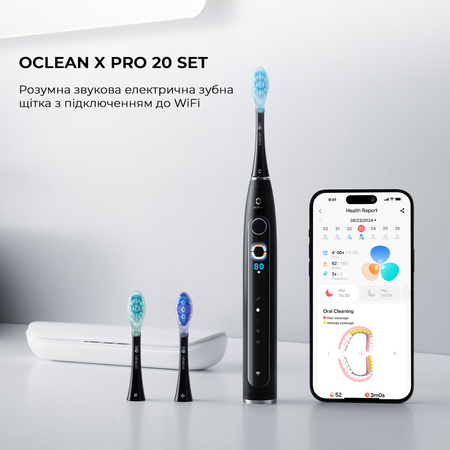 Розумна зубна електрощітка Oclean X Pro 20 Set Electric Toothbrush Green (6970810556933) Изображение