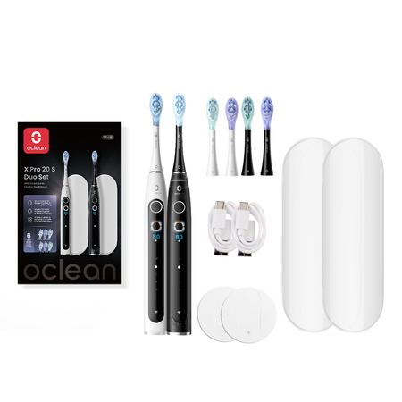 Розумна зубна електрощітка Oclean X Pro 20 S Duo Set White+Black (6970810556919) Изображение