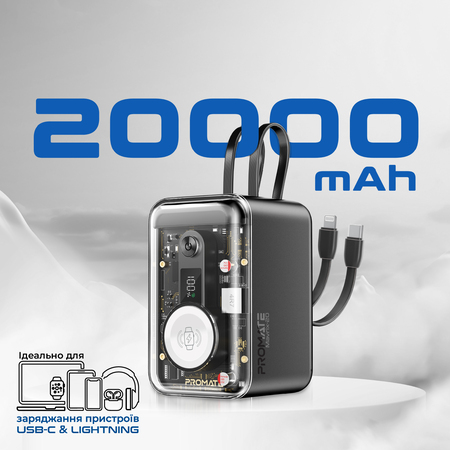 Універсальна мобільна батарея Promate Mavrix-20 20000mAh 65W Black Изображение