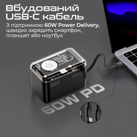 Універсальна мобільна батарея Promate Mavrix-20 20000mAh 65W Black Изображение
