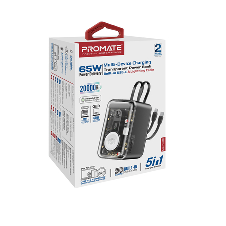 Універсальна мобільна батарея Promate Mavrix-20 20000mAh 65W Black Изображение