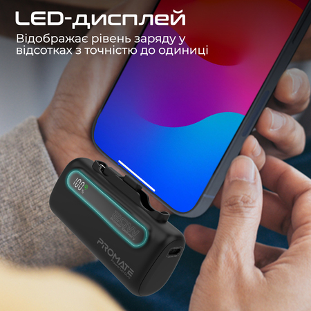 Універсальна мобільна батарея Promate PowerUp-Duo 5000mAh 20W Black Изображение