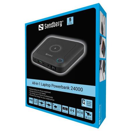 Універсальна мобільна батарея Sandberg All-in1 Laptop Powerbank 24000mAh Black (420-57) Изображение