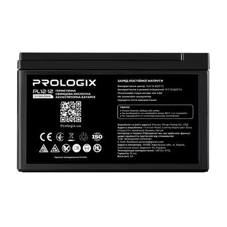 Акумуляторна батарея Prologix 12V 12AH (PL12-12) AGM Изображение