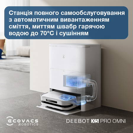 Робот-пилосос Ecovacs Deebot Ozmo X5 Pro Omni (DDX39) White Изображение