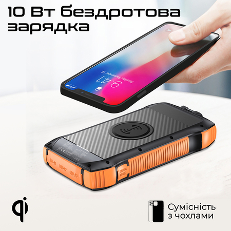 Універсальна мобільна батарея Promate SolarTank-20PDQI 20W 20000mAh Black Изображение