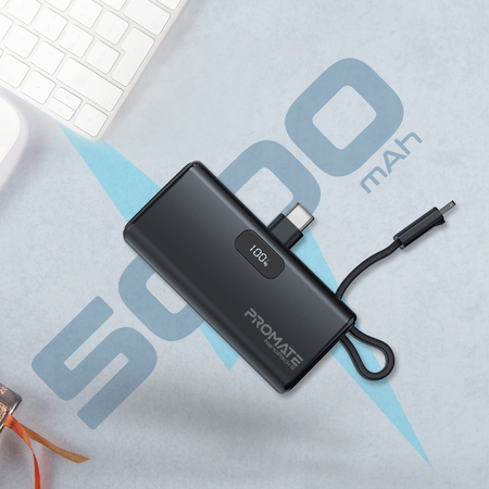 Універсальна мобільна батарея Promate Nanopack-5 5000mAh 20W Black Изображение