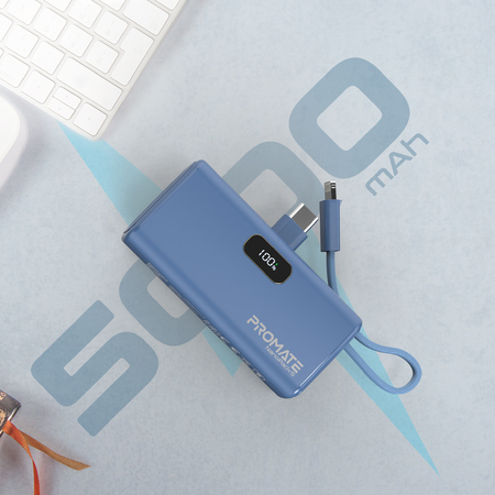 Універсальна мобільна батарея Promate Nanopack-5 5000mAh 20W Blue Изображение