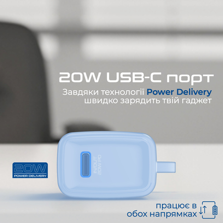 Універсальна мобільна батарея Promate Nanopack-5 5000mAh 20W Blue Изображение
