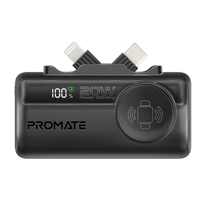 Універсальна мобільна батарея Promate PowerUp-Trio 5000mAh 20W Black Изображение
